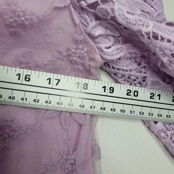 Pretty Angel pink purple pastel lace eyelet fairy y2k cute mesh top size medium - Picture 6 of 8